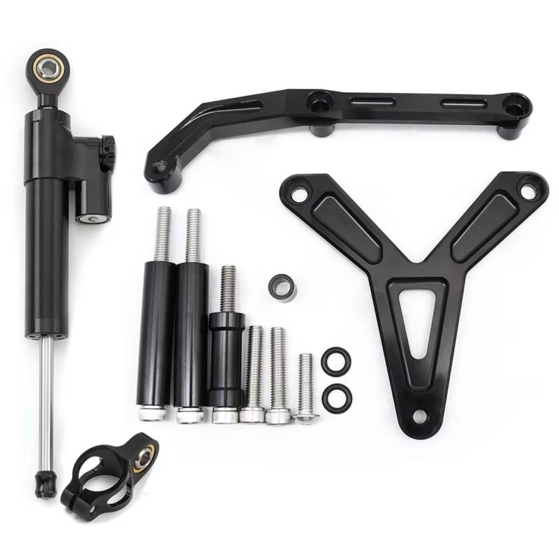 LISROEU Lenkungsstabilisator Kompatibel Mit Yamaha Für Tracer 900GT 2021 2022 2023 Motorrad Lenkungsdämpfer Stabilisatorhalterungs Unterstützungskit Teilezubehör(Black) von LISROEU