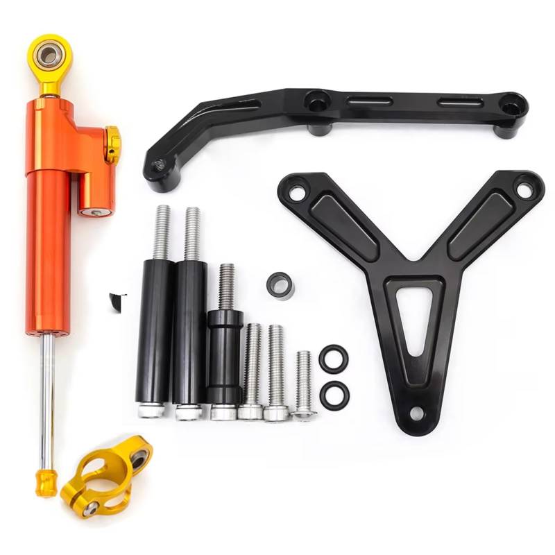 LISROEU Lenkungsstabilisator Kompatibel Mit Yamaha Für Tracer 900GT 2021 2022 2023 Motorrad Lenkungsdämpfer Stabilisatorhalterungs Unterstützungskit Teilezubehör(Orange) von LISROEU