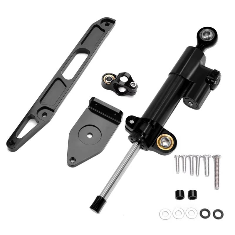 LISROEU Lenkungsstabilisator Kompatibel Mit Yamaha Für XJR1300 2002–2016 Motorrad Dämpfer Lenkung Stabilisieren Montagehalter Verstellbar Universelles Zubehör(Black) von LISROEU