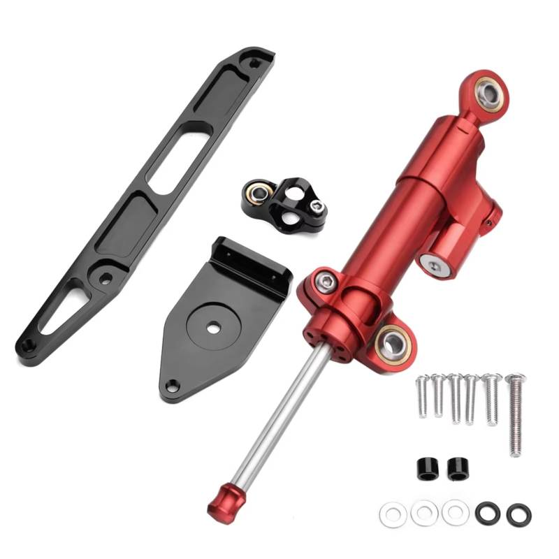LISROEU Lenkungsstabilisator Kompatibel Mit Yamaha Für XJR1300 2002–2016 Motorrad Dämpfer Lenkung Stabilisieren Montagehalter Verstellbar Universelles Zubehör(Red) von LISROEU