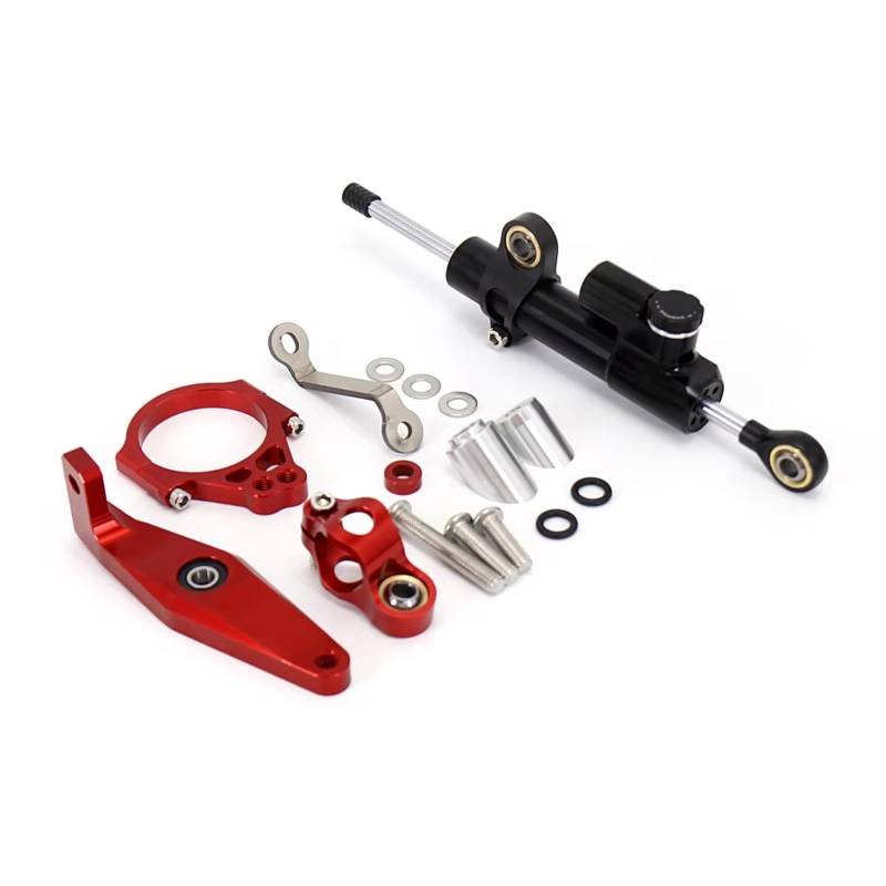 LISROEU Lenkungsstabilisator Kompatibel Mit Yamaha Für XSR900 2022 2023 Motorrad Lenkungsdämpfer Stabilisatorhalterung Montagehalterung Kit Teile Universalzubehör(Black-Red) von LISROEU