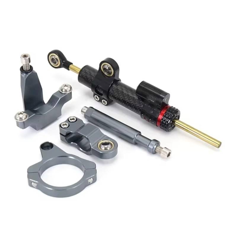 LISROEU Lenkungsstabilisator Kompatibel Mit Yamaha Für YZFR7 2021 2022 2023 Motorrad Lenkungsdämpfer Stabilisator Universal Linear Stoßdämpfer Einstellbare Teile(Black-Gray) von LISROEU