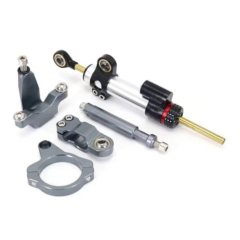 LISROEU Lenkungsstabilisator Kompatibel Mit Yamaha Für YZFR7 2021 2022 2023 Motorrad Lenkungsdämpfer Stabilisator Universal Linear Stoßdämpfer Einstellbare Teile(Silve-Gray) von LISROEU