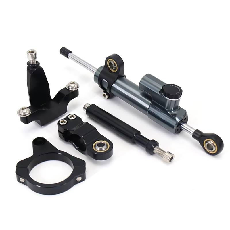 LISROEU Lenkungsstabilisator Kompatibel Mit Yamaha Für YZFR7 2021 2022 2023 Motorrad Lenkungsdämpfer Stabilisatorhalterung Unterstützung Lenkerstabilisator Einstellbar(Gray-Black) von LISROEU