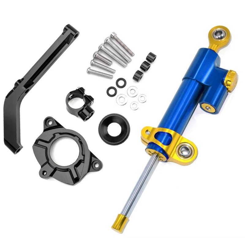 LISROEU Lenkungsstabilisator Kompatibel Mit Z1000 2014 2015 2016 Unterstützung Der Lenkungsdämpferstabilisierung Für Motorradmontage Einstellbares Universalzubehör(Blue-Yellow) von LISROEU