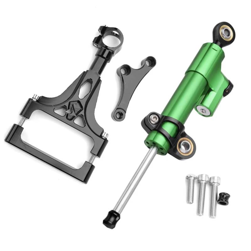 LISROEU Lenkungsstabilisator Kompatibel Mit Z1000 Für Z750 2003–2009 Motorrad Dämpfer Lenkung Stabilisieren Montagehalterung Lenkerstabilisator Universell(Green-Black) von LISROEU