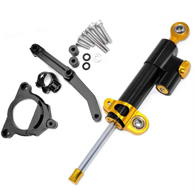 LISROEU Lenkungsstabilisator Kompatibel Mit Z800 2013 2014 2015 2016 Stabilisierende Lenkungshalterung Für Motorräder Einstellbares Universalzubehör(Black-Yellow) von LISROEU