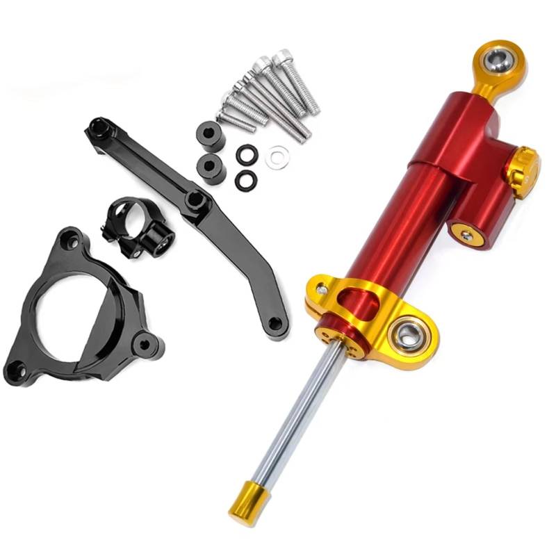LISROEU Lenkungsstabilisator Kompatibel Mit Z800 2013 2014 2015 2016 Stabilisierende Lenkungshalterung Für Motorräder Einstellbares Universalzubehör(Red-Yellow) von LISROEU