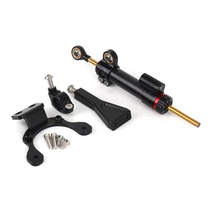 LISROEU Lenkungsstabilisator Kompatibel Mit Z900 2020 2021 2022 2023 2024 Motorrad Lenkungsdämpferhalterung Montagesatz Zubehör Einstellbares Universalzubehör(Black) von LISROEU