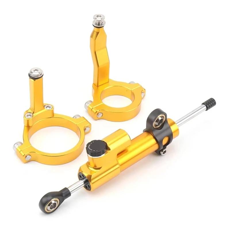 LISROEU Lenkungsstabilisator Kompatibel Mit ZX4RR Für ZX4R 2023- Motorrad Lenkungsdämpfer Stabilisator Montagehalterung Lenkungsdämpfer Zubehör Universal(Yellow) von LISROEU