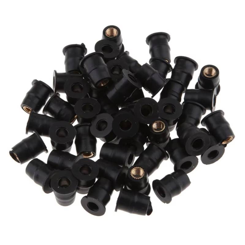 LISROEU Motorrad Schrauben 50 Stücke Motorrad Für M5 Metric Gummi Gut Muttern Windschutzscheibe Verkleidung Gugel Eloxiert Motorrad Befestigungen Schrauben Mutter Clips Kit von LISROEU