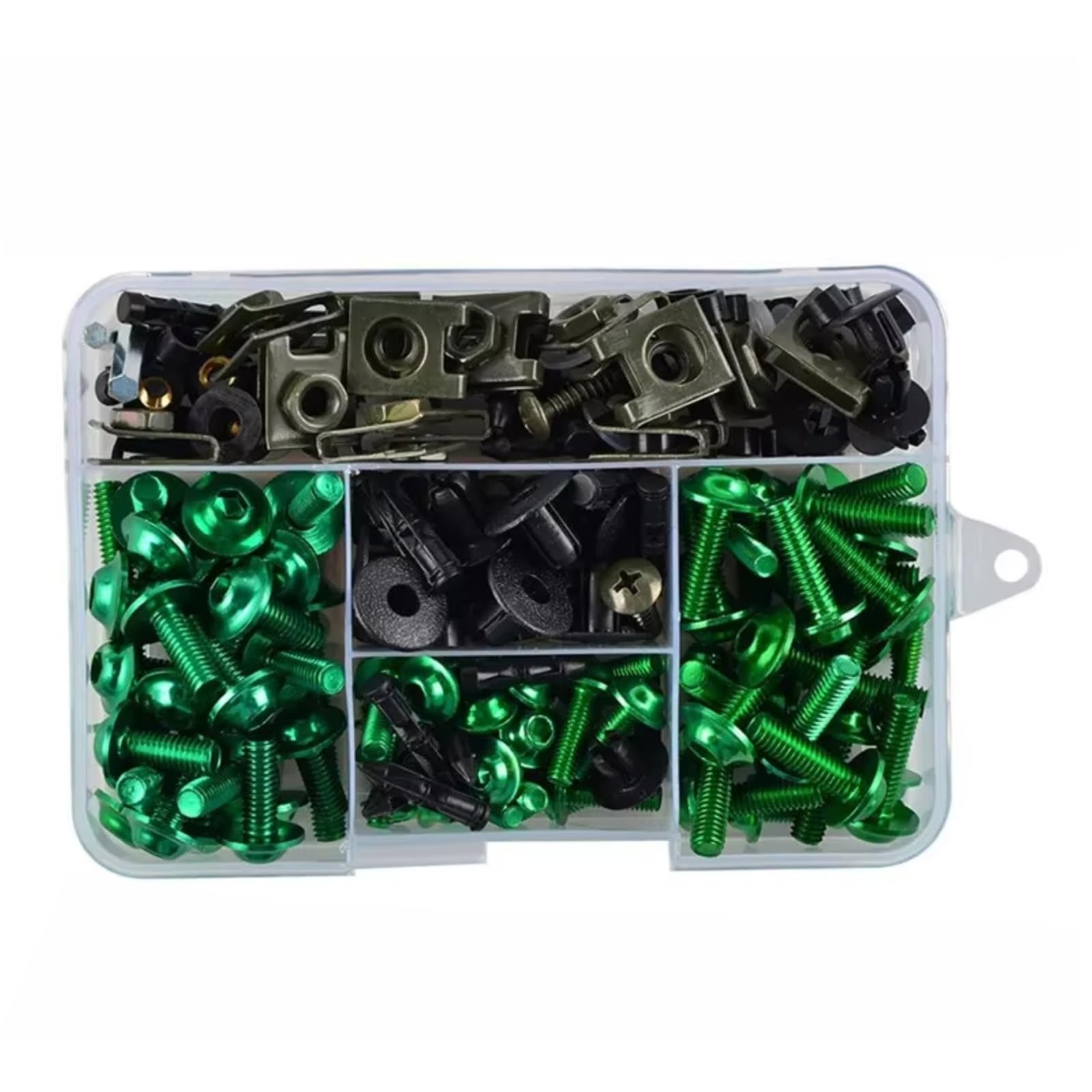 LISROEU Motorrad Schrauben Für CB125R CB250R CB300R CB400X CB400F CB500X CB500F CB600F CB650R 195Pcs Motorrad Verkleidung Für Bolzen Schrauben Kit Mutter Clips(Green) von LISROEU