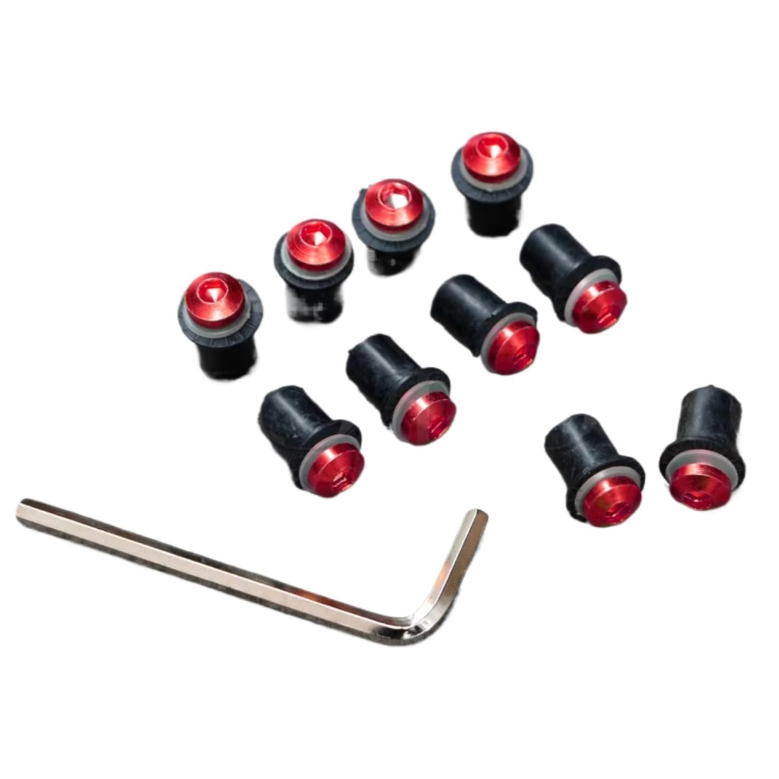 LISROEU Motorrad Schrauben Für CBR600 CBR929 CBR1000 VFR800 NC750 NC700 10 Stücke Für M5 Motorrad Aluminium Verkleidung Windschutzscheibe Bildschirm Mutter Bolzen Schraube Kit Set(Red) von LISROEU