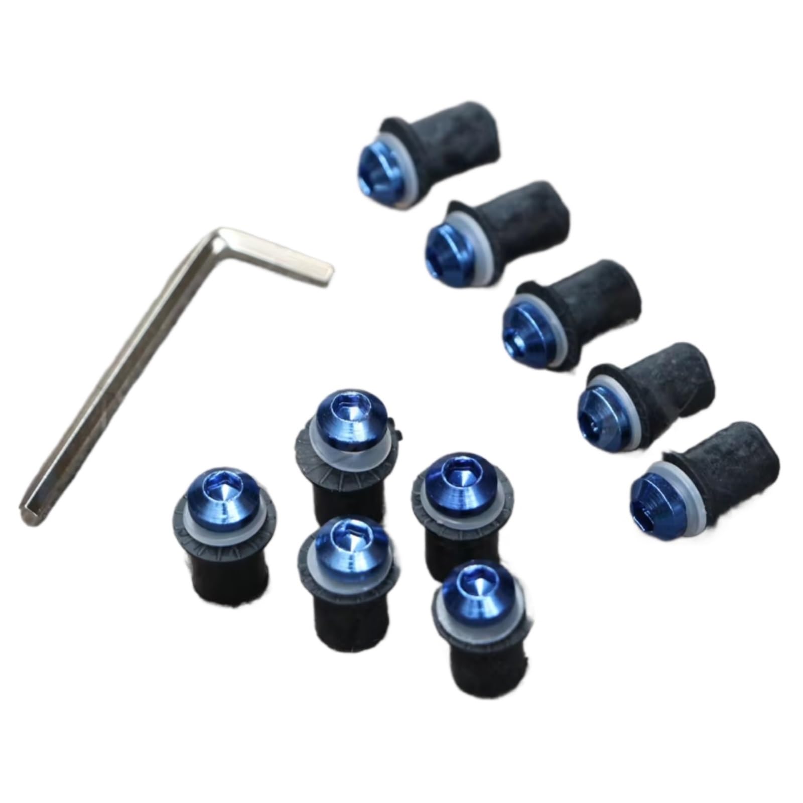LISROEU Motorrad Schrauben Für CBR600RR CBR1000RR CBR900RR 10 Stücke Für M5 Motorrad Aluminium Verkleidung Windschutzscheibe Bildschirm Mutter Für Bolzen Schraube Kit Set(Blue) von LISROEU