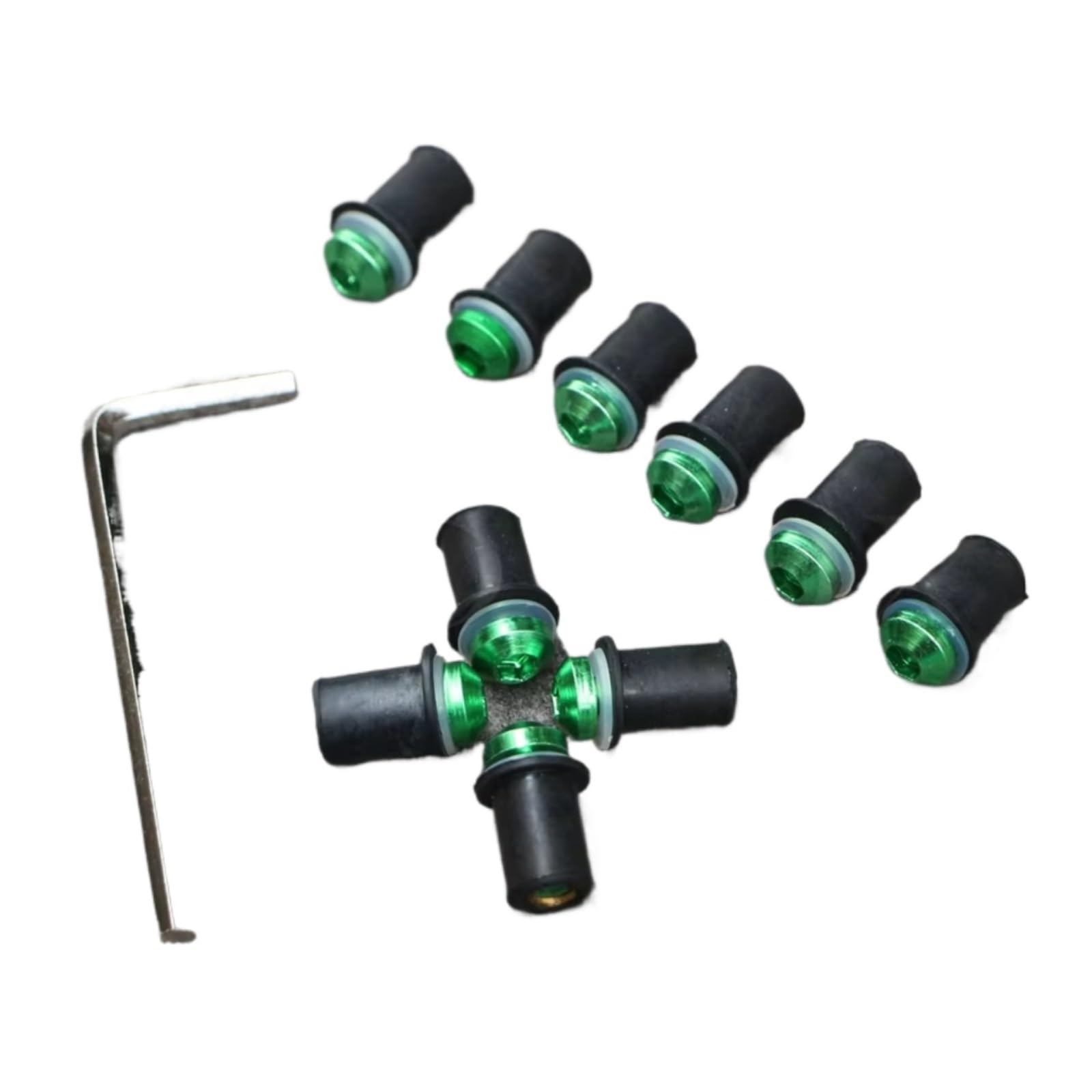 LISROEU Motorrad Schrauben Für CBR600RR CBR1000RR CBR900RR 10 Stücke Für M5 Motorrad Aluminium Verkleidung Windschutzscheibe Bildschirm Mutter Für Bolzen Schraube Kit Set(Green) von LISROEU