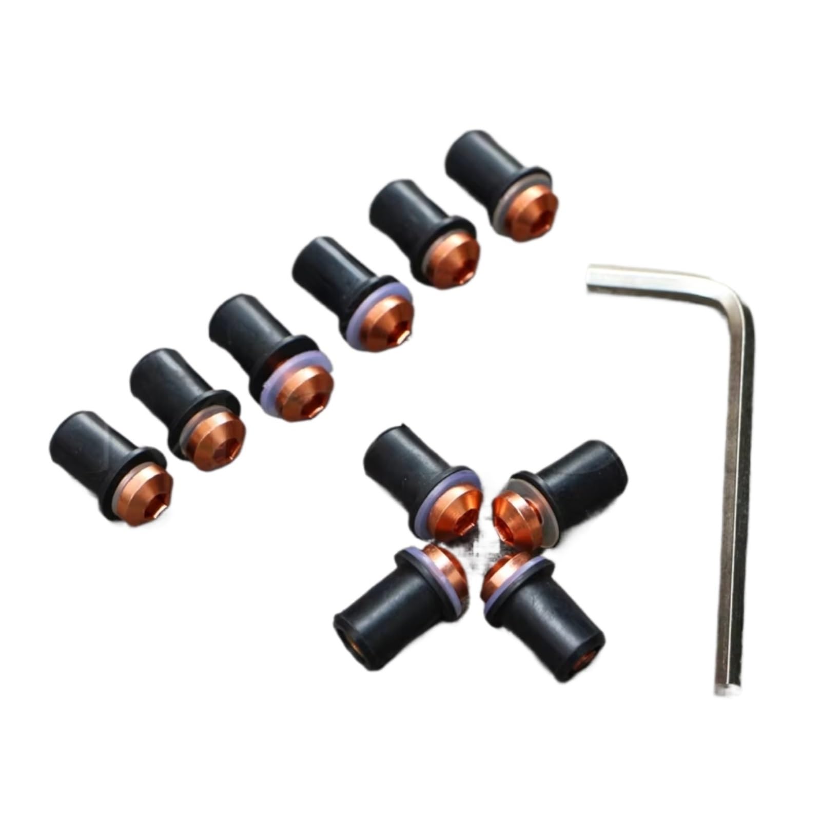 LISROEU Motorrad Schrauben Für CBR600RR CBR1000RR CBR900RR 10 Stücke Für M5 Motorrad Aluminium Verkleidung Windschutzscheibe Bildschirm Mutter Für Bolzen Schraube Kit Set(Orange) von LISROEU