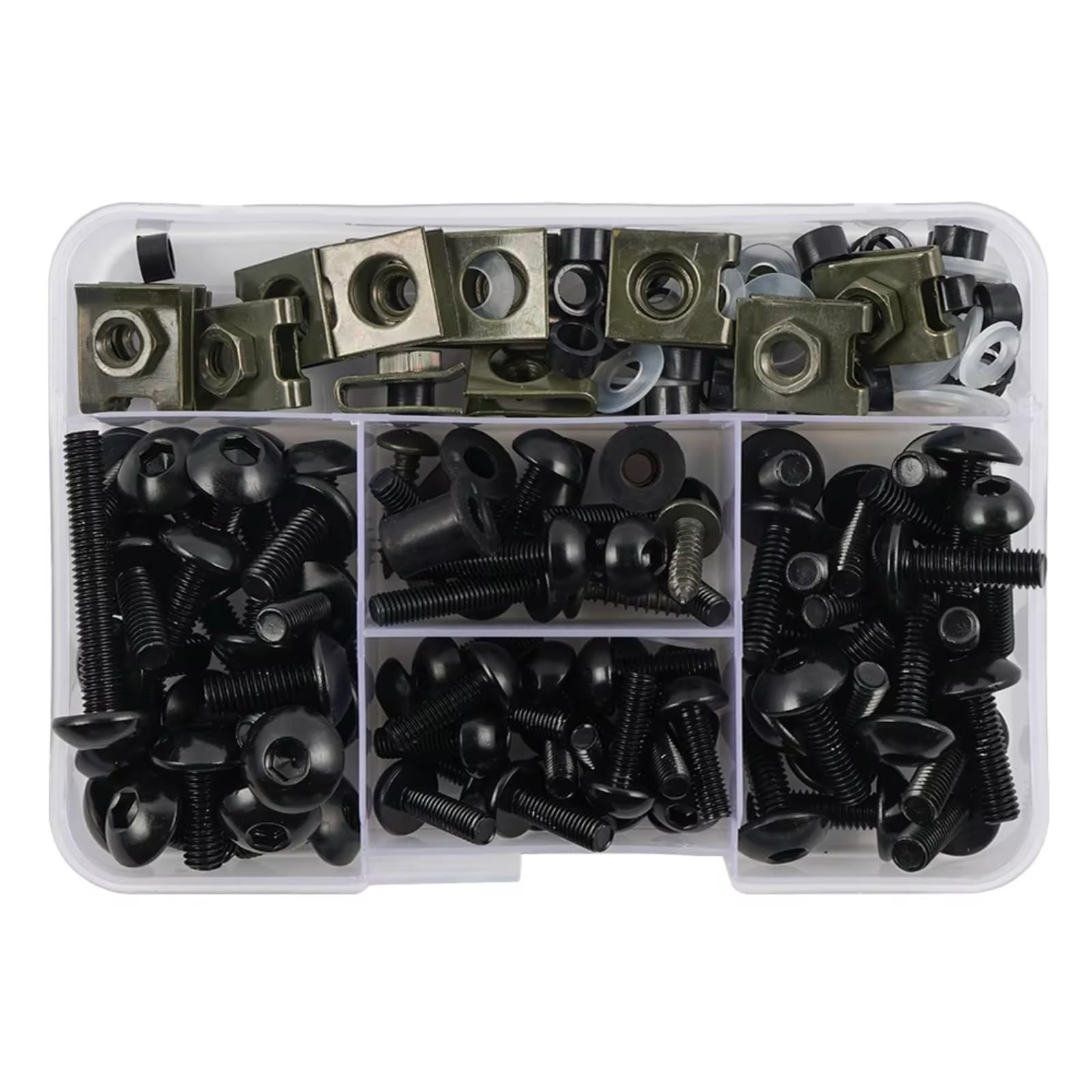 LISROEU Motorrad Schrauben Für Forza125 Cb125r Cbr600Rr Cbr500r Rebel500 177 Stücke Motorrad Schrauben Verkleidung Schrauben Körper Schrauben Muttern Motorrad Karosserie Arbeit Bolzen Kit(Black) von LISROEU