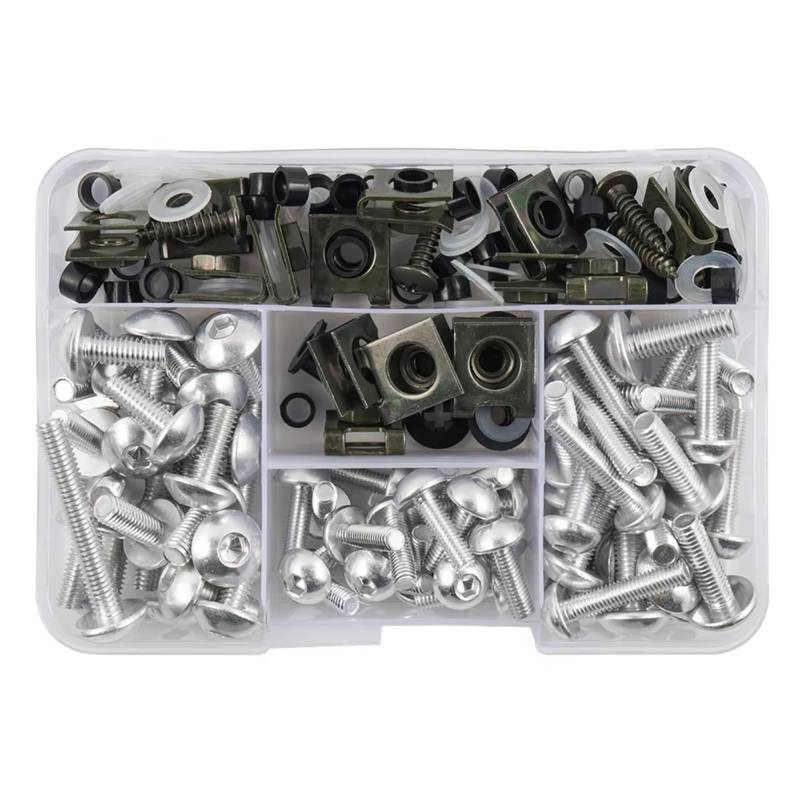 LISROEU Motorrad Schrauben Für Forza125 Cb125r Cbr600Rr Cbr500r Rebel500 177 Stücke Motorrad Schrauben Verkleidung Schrauben Körper Schrauben Muttern Motorrad Karosserie Arbeit Bolzen Kit(Silver) von LISROEU