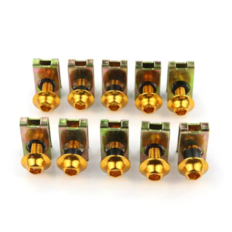 LISROEU Motorrad Schrauben Für S1000R S1000XR R1200RS G310R R1200GS F800GS F700GS 5mm 10PCS Motorrad Mutter Schrauben Set Schraube Senkkopf Schrauben(Yellow) von LISROEU