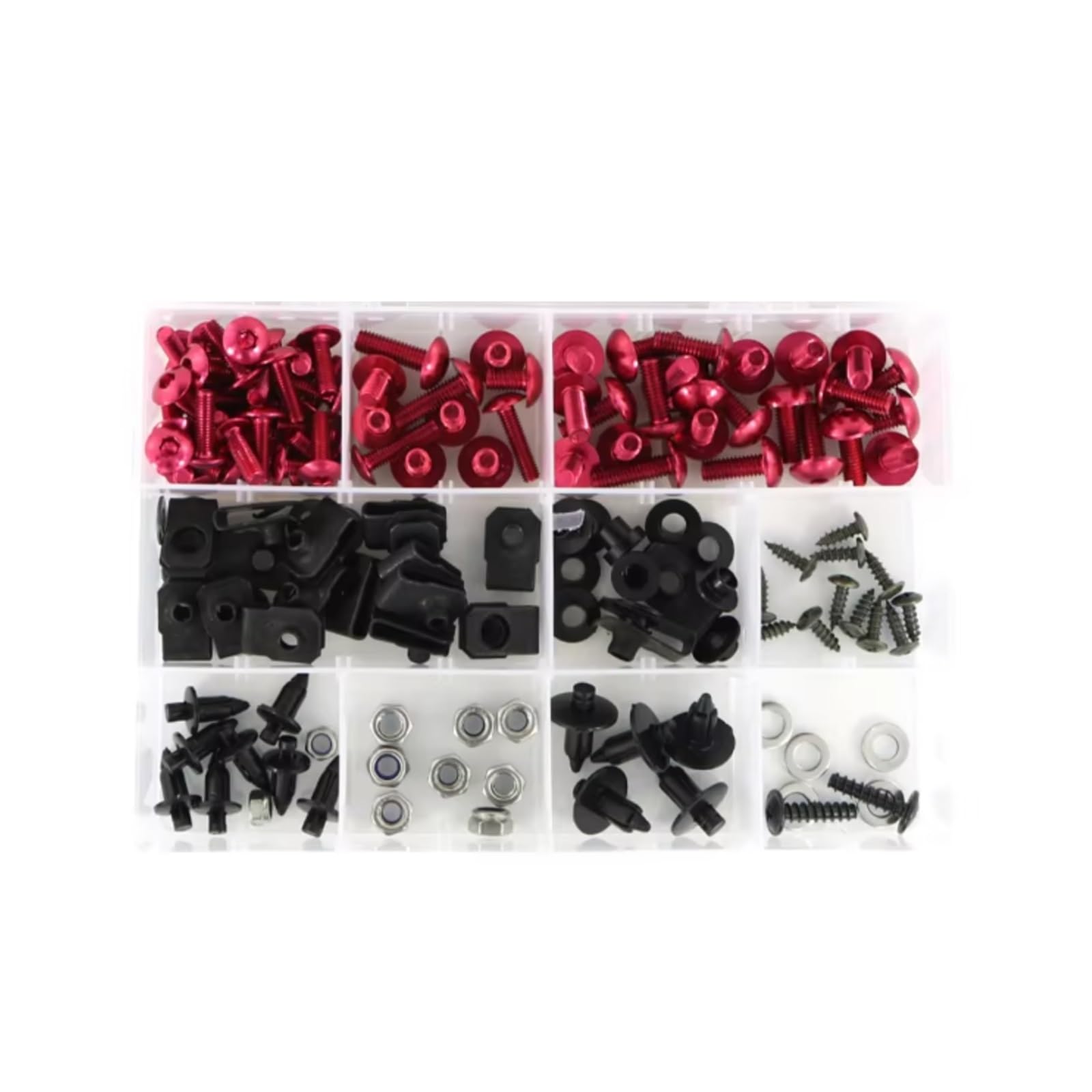 LISROEU Motorrad Schrauben Für ST1100 1990-2002 Motorrad Kompletter Verkleidungsschraubensatz Motorrad Aluminium Windschutzscheibenschrauben Verkleidungsclips Karosserieschraube(Red) von LISROEU