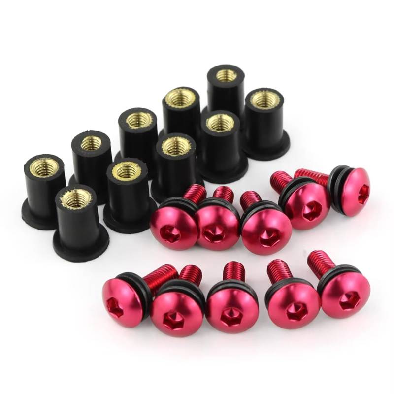 LISROEU Motorrad Schrauben Für VTR1000 VTR1000F VFR750 VFR800 VFR1200F CBR900RR CBR929RR CBR954RR Für M5 Motorrad Mutter Schrauben Set Schraube Senkkopf Schrauben(Red) von LISROEU