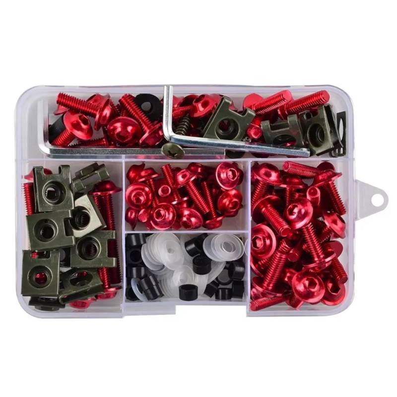 LISROEU Motorrad Schrauben Kompatibel Mit Yamaha Für Tmax500 Tmax530 Motorrad-Unterlegscheiben Muttern Schrauben Sortiment Motorrad-Maschinenschrauben-Sortiment(Red) von LISROEU