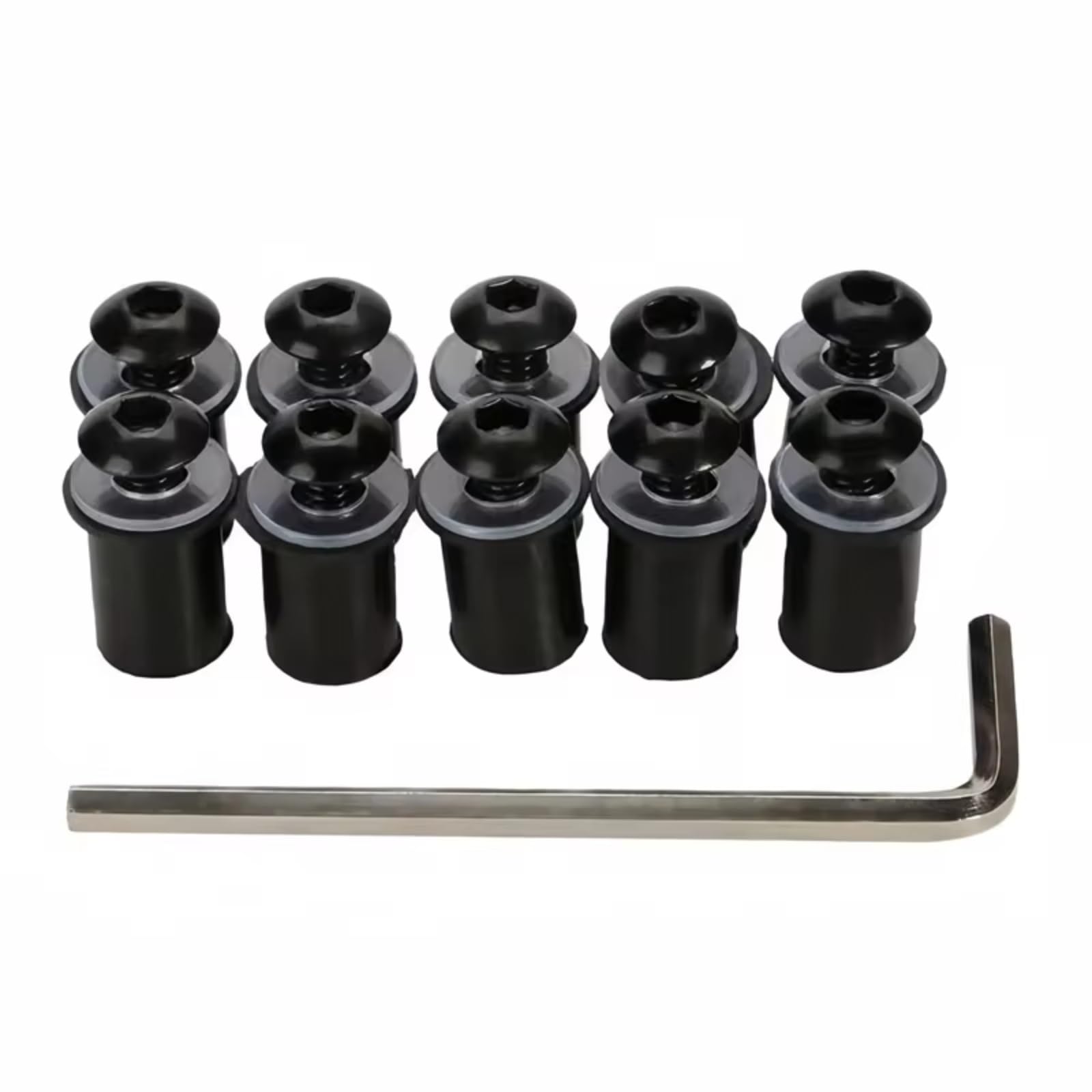 LISROEU Motorrad Schrauben Universal 10 Stücke Motorrad Für M5 16mm Metric Gummi Gut Muttern Windschutzscheibe Verkleidung Gugel Eloxiert Windschutzscheibe Mutter Für Bolzen Schraube Kit(Black) von LISROEU