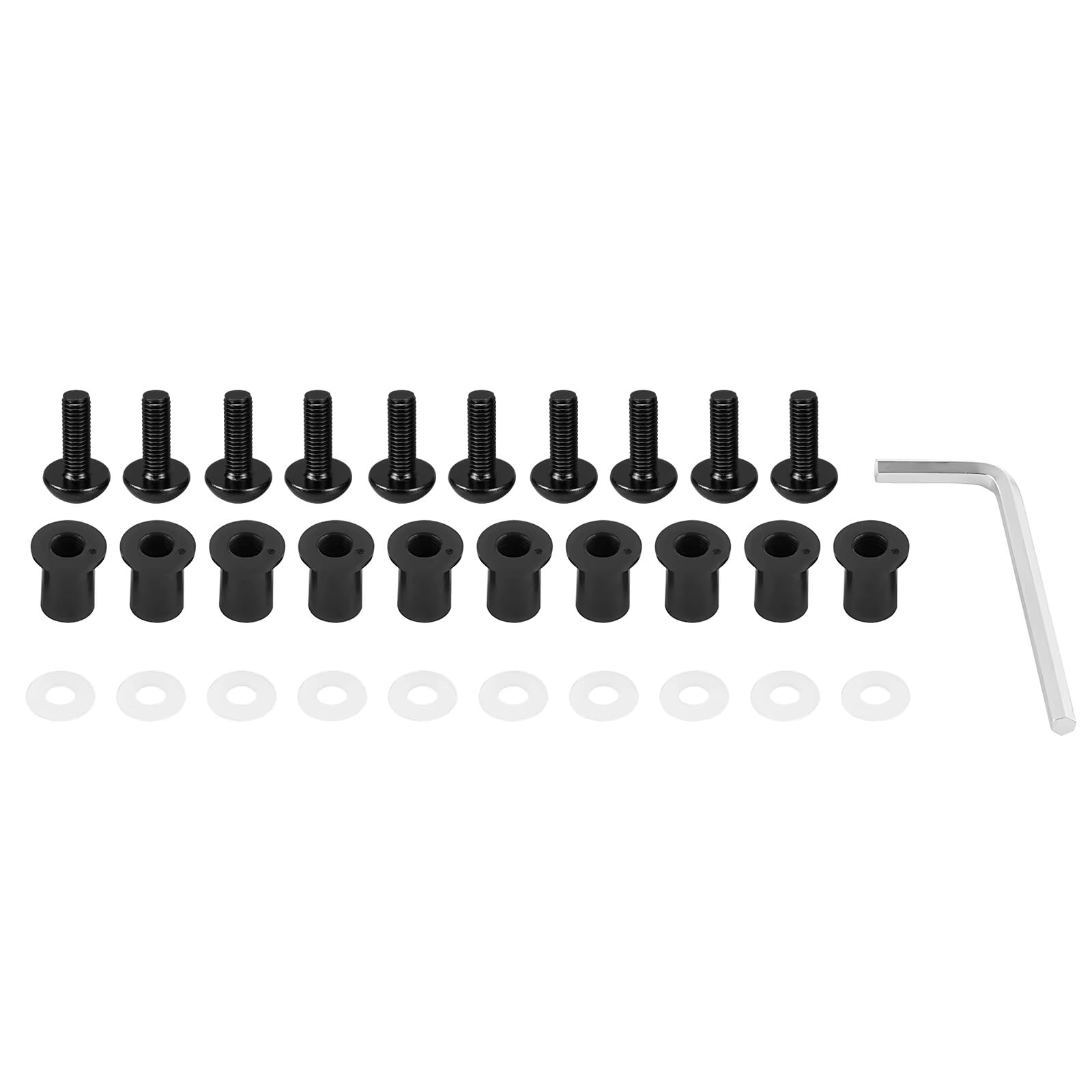LISROEU Motorrad Schrauben Universal 10 Stücke Motorrad Windschutzscheibe Gut Muttern Für M5 Für Bolzen Kit Motorrad Karosserie Schrauben Montage Unterlegscheiben(Black) von LISROEU