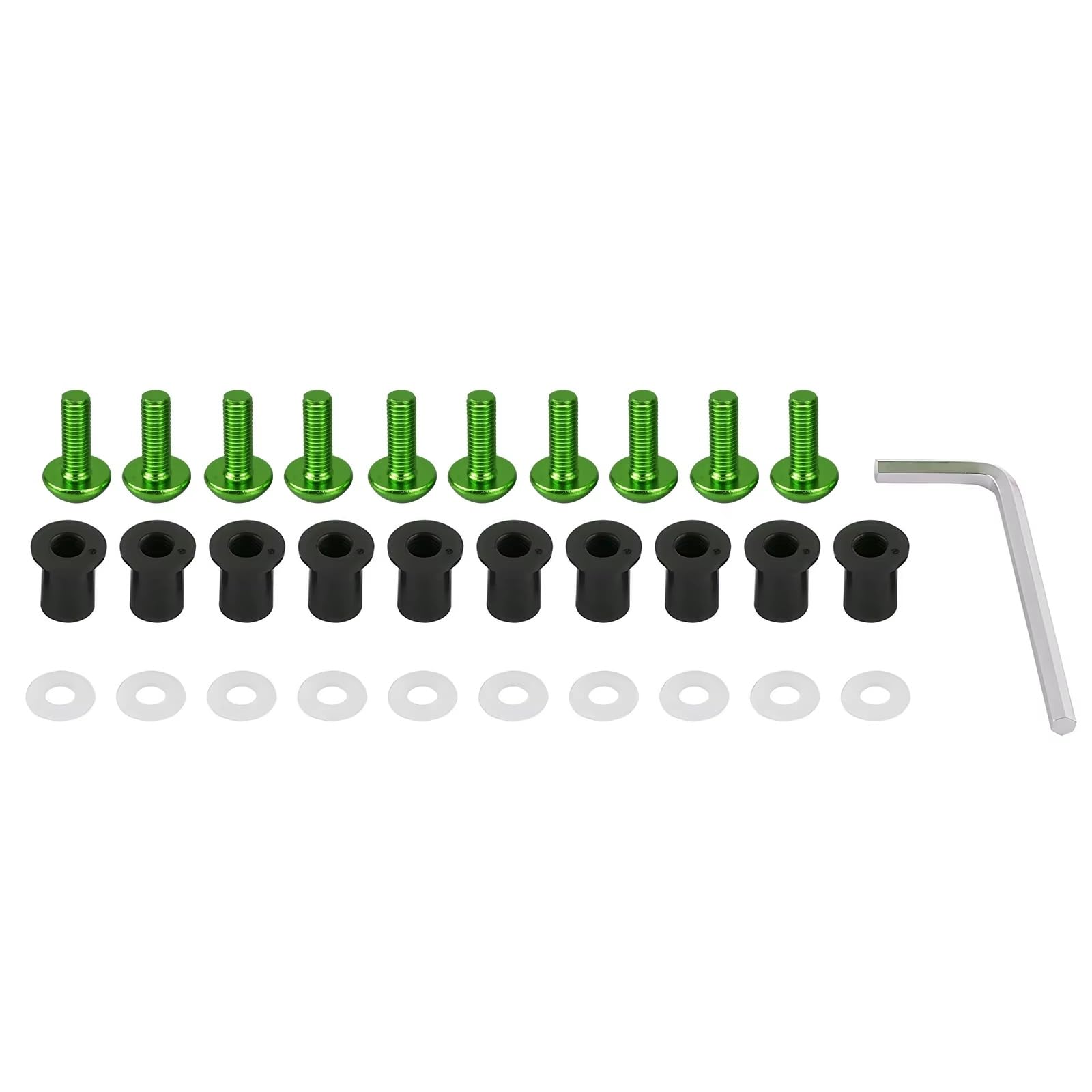 LISROEU Motorrad Schrauben Universal 10 Stücke Motorrad Windschutzscheibe Gut Muttern Für M5 Für Bolzen Kit Motorrad Karosserie Schrauben Montage Unterlegscheiben(Green) von LISROEU