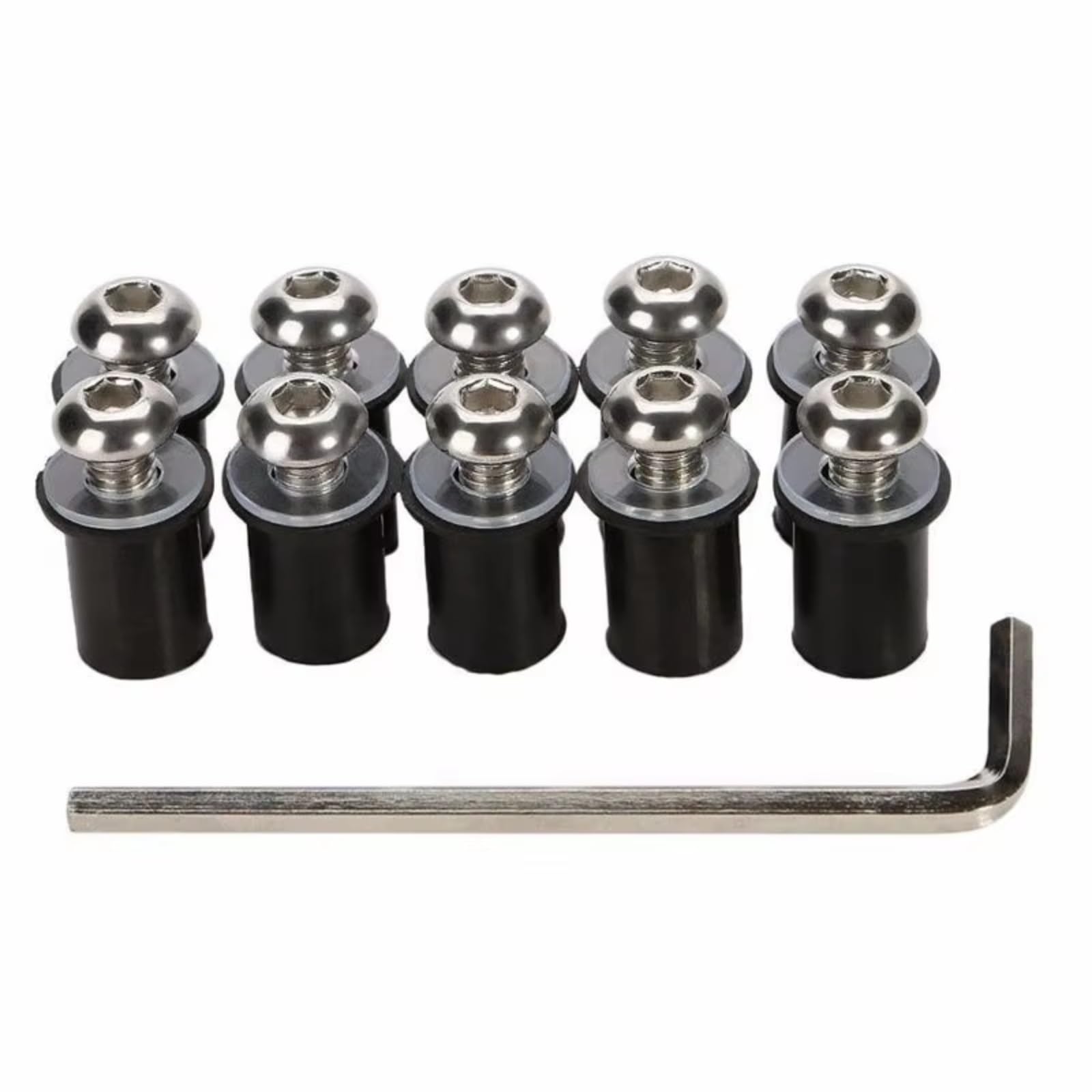 LISROEU Motorrad Schrauben Universal 10 Stücke Motorrad Windschutzscheibe Windschutzscheibe Schraube Schrauben Muttern Verschluss Kit Motorrad Scheiben Muttern Schrauben Sortiment(Silver) von LISROEU