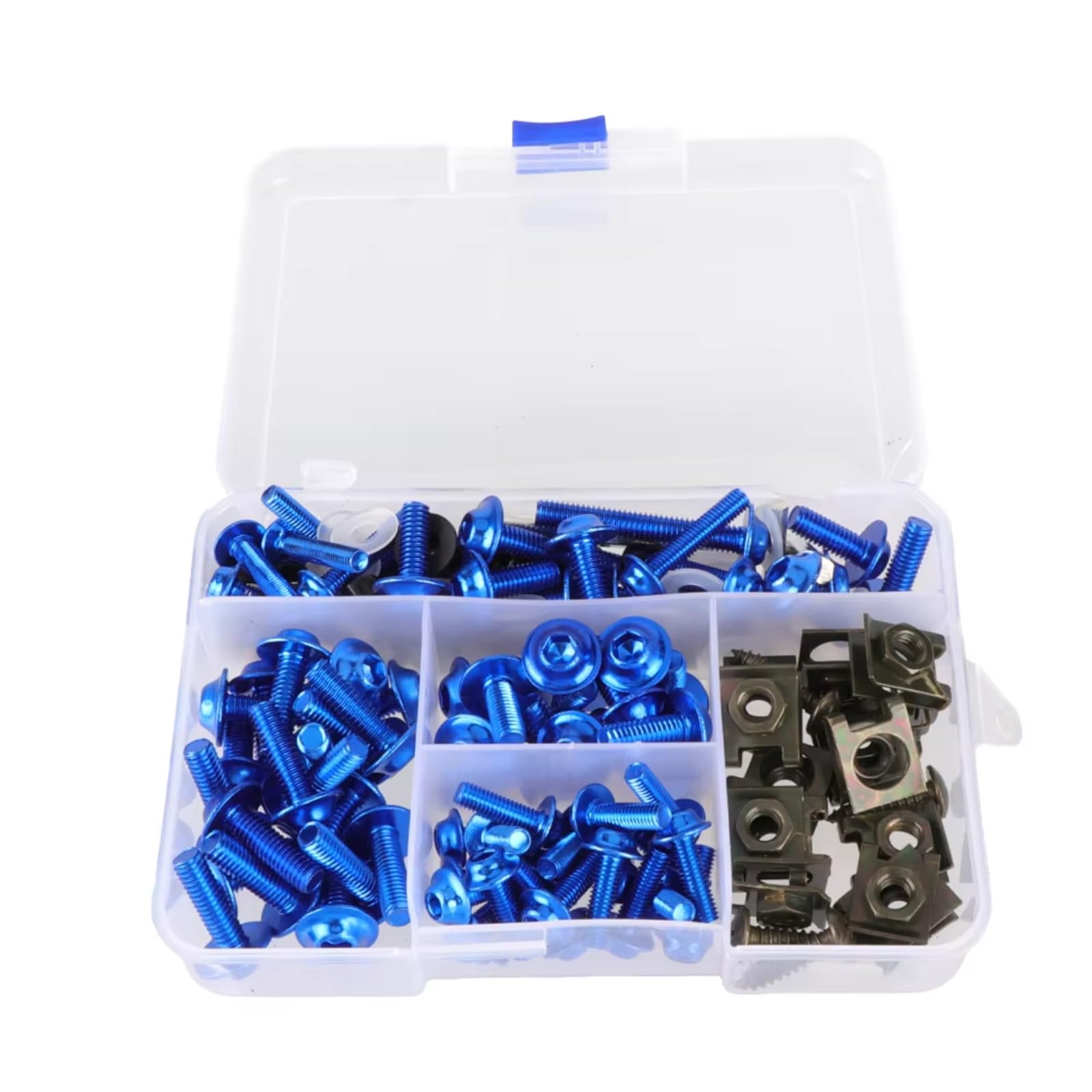 LISROEU Motorrad Schrauben Universal 177 Stücke Motorrad Verkleidung Für Bolzen Kit Motorrad Modifizierte Teile Motorrad Karosserie Schrauben Montage Unterlegscheiben(Blue) von LISROEU