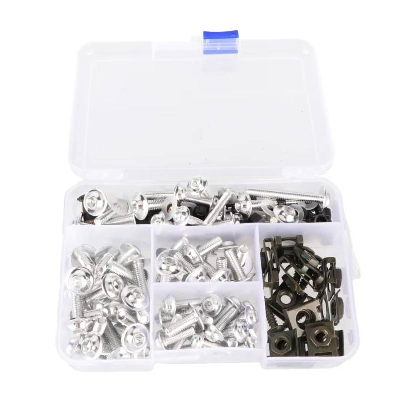 LISROEU Motorrad Schrauben Universal 177 Stücke Motorrad Verkleidung Für Bolzen Kit Motorrad Modifizierte Teile Motorrad Karosserie Schrauben Montage Unterlegscheiben(Silver) von LISROEU
