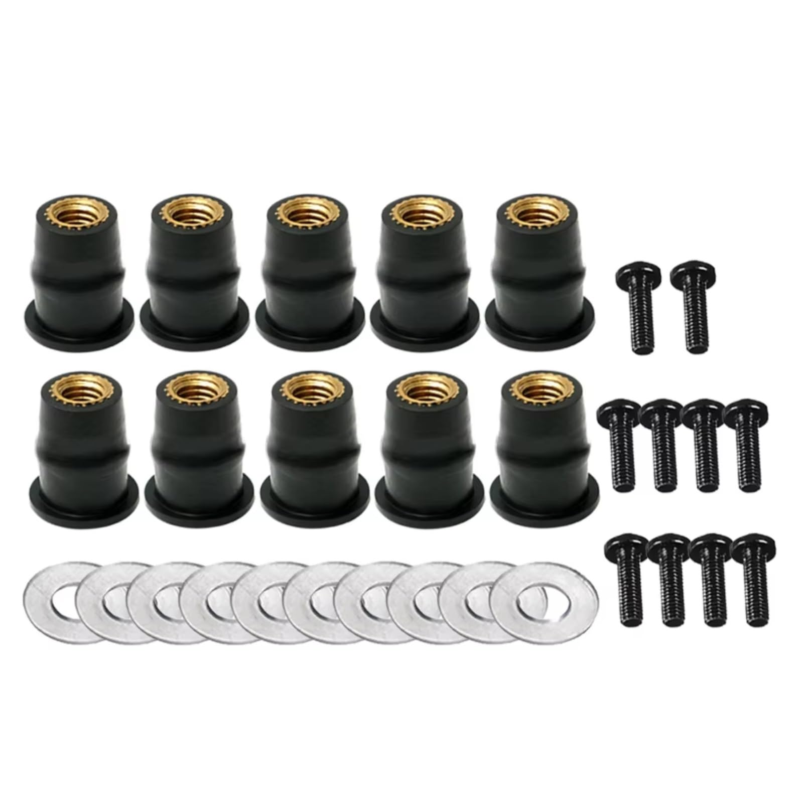LISROEU Motorrad Schrauben Universal Motorrad Windschutzscheibe Windschutzscheibe Schrauben Schrauben Metrische Gummi Gut Mutter Für M5 M6 Motorrad Mutter Komplette Schrauben Kit(30pcs) von LISROEU