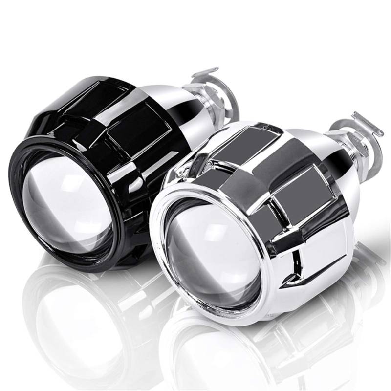 Angel Eyes Auto Scheinwerfer 2 stücke 2,5 zoll Universal BI Xenon HID Projektor Linse Silber Schwarz Shroud H1 Xenon LED Birne H4 H7 Motorrad Auto Scheinwerfer (Color : 2pcs Black LHD) von LITOSM