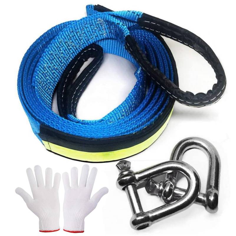 MAIKEHIGH Abschleppseil 5 cm x 5 m, 17,600 lbs (8 Tonnen) Recovery Tow Strap Kit Für Off-Road Recovery & Abschleppen Heavy Duty Polyester Weather Resistant Verstärkte Looped Ends 2 Safety Hooks von MAIKEHIGH