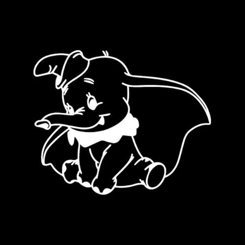 Autoaufkleber Dumbo der Elefant Tier Vinyl Aufkleber Fenster Auto Aufkleber Aufkleber PVC Aufkleber(Silver,15x12.2cm) von LIVZFRLZ