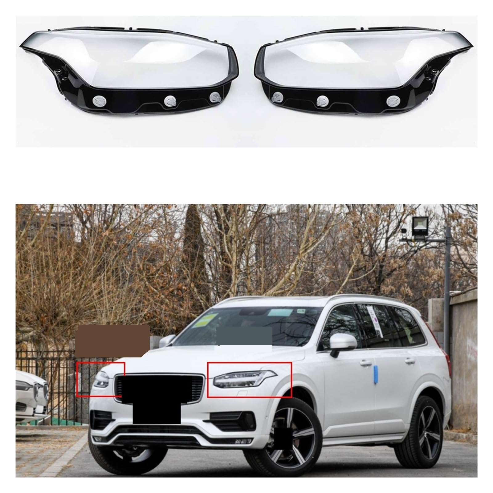 Auto-Frontlampenabdeckung, kompatibel für Volvo XC90 2015–2022, Auto-Frontscheinwerferabdeckung, Glaslampe, transparente Schirmlinse, Autozubehör(Left and right) von LJBaab
