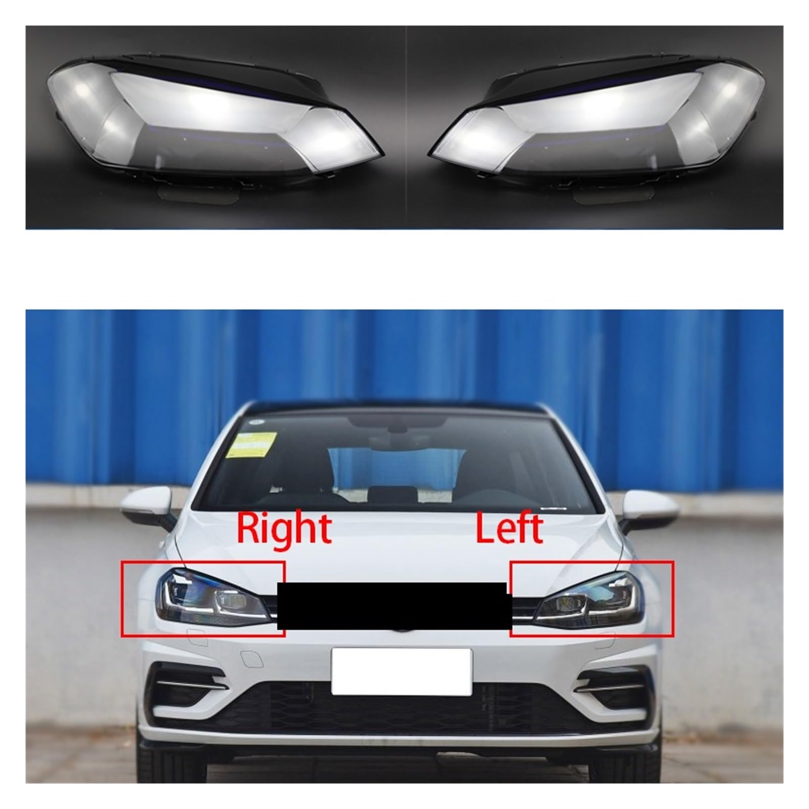 Auto-Frontscheinwerfer-Glasabdeckung, kompatibel mit VW Golf 7.5 2018 2019 2020, Objektiv ersetzen, Lampenschirm, klare Lampenschale(Left and right) von LJBaab
