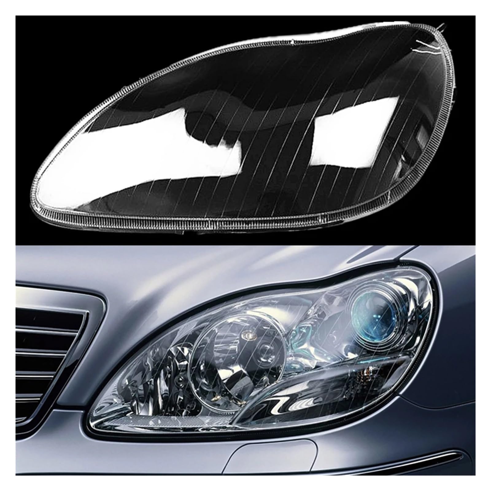 Auto-Frontscheinwerfer-Objektivabdeckung, Scheinwerfer-Lampenschirm, Glas, Lampengehäuse, kompatibel für Benz W220 S600 S500 S320 S350 S280 1998–2005(Left) von LJBaab