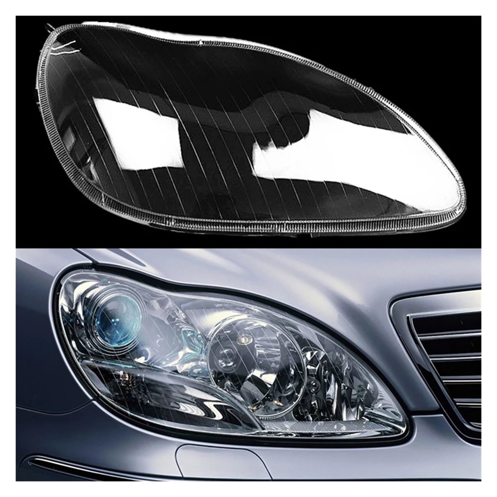 Auto-Frontscheinwerfer-Objektivabdeckung, Scheinwerfer-Lampenschirm, Glas, Lampengehäuse, kompatibel für Benz W220 S600 S500 S320 S350 S280 1998–2005(Right) von LJBaab