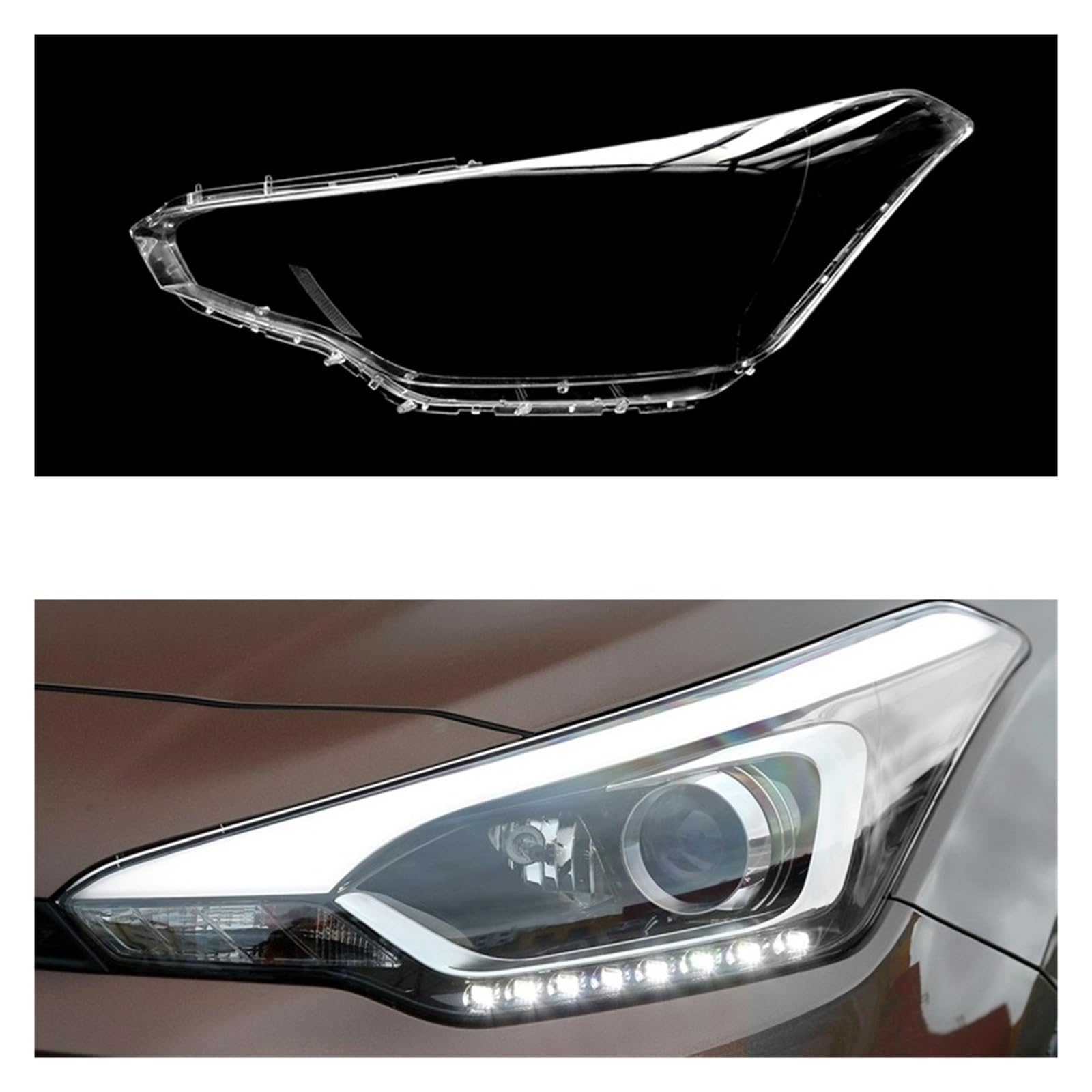 Auto-Scheinwerfer-Lampengehäuse, kompatibel mit Hyundai I20 2015–2018, Linsenschale, Scheinwerfermaske, Auto-Frontscheinwerferabdeckung, Lampenschirmkappen, durchsichtiges Gehäuse(Left and right) von LJBaab