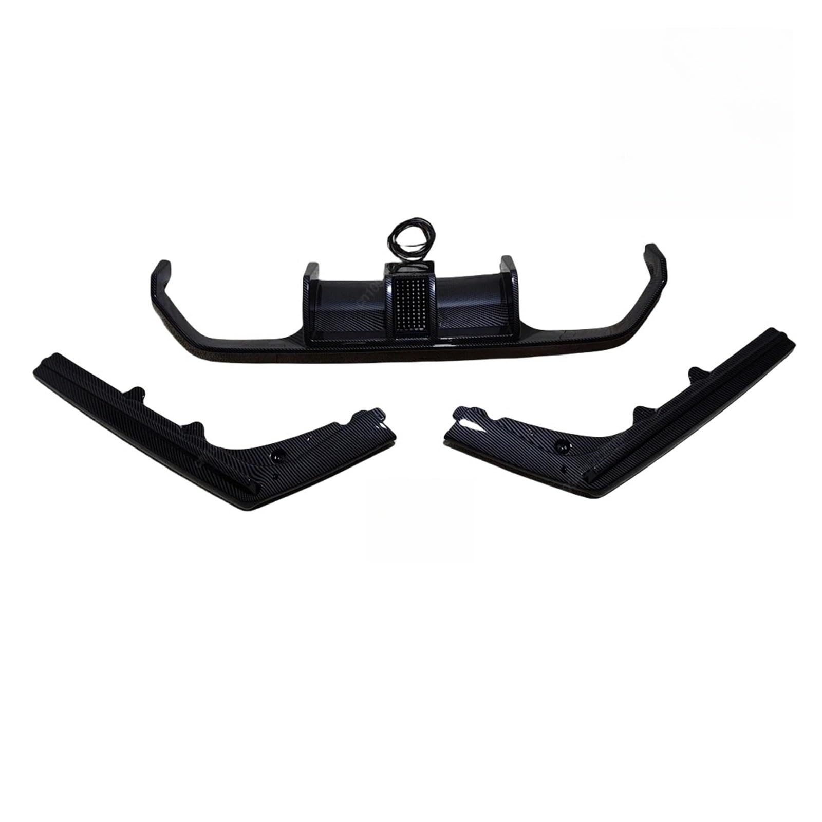 Auto hinteren Stoßfänger Diffusor Spoiler Lippensplitter mit LED-Licht kompatibel for BMW M3 F80 M4 F82 F83 2014-2020 V Style Bodykits Schwarz Tuning Tuning(Carbon Look With LED) von LJBaab