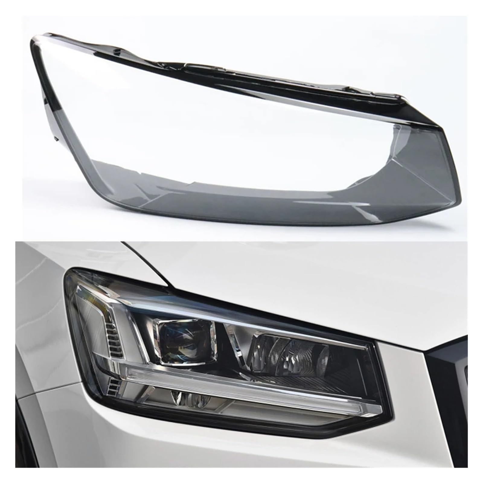 Kompatibel für Audi Q2 2018~2021 Transparent Lampenschirm Lampe Schatten Front Scheinwerfer Shell Scheinwerfer Abdeckung Objektiv(Left style B) von LJBaab