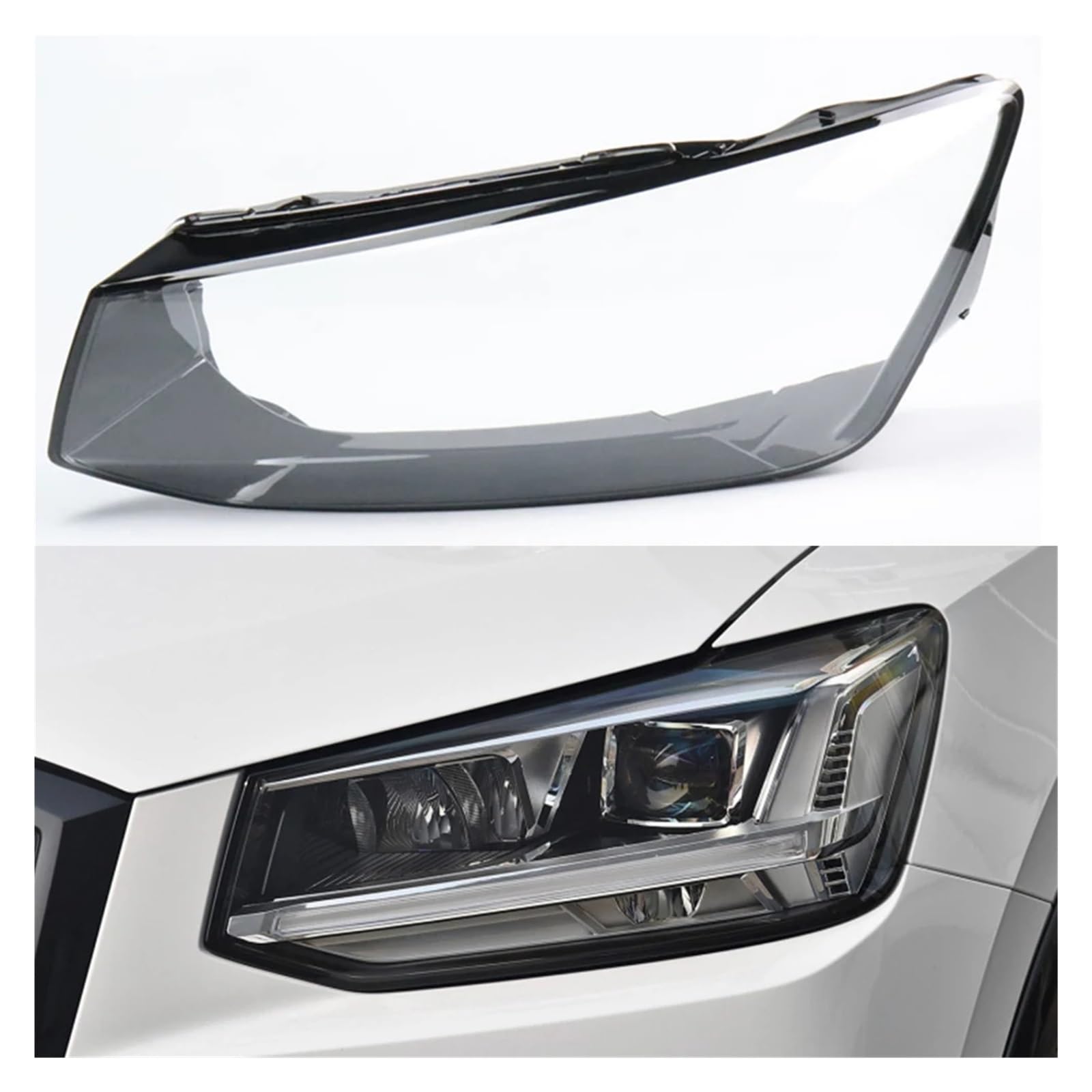 Kompatibel für Audi Q2 2018~2021 Transparent Lampenschirm Lampe Schatten Front Scheinwerfer Shell Scheinwerfer Abdeckung Objektiv(Right style B) von LJBaab