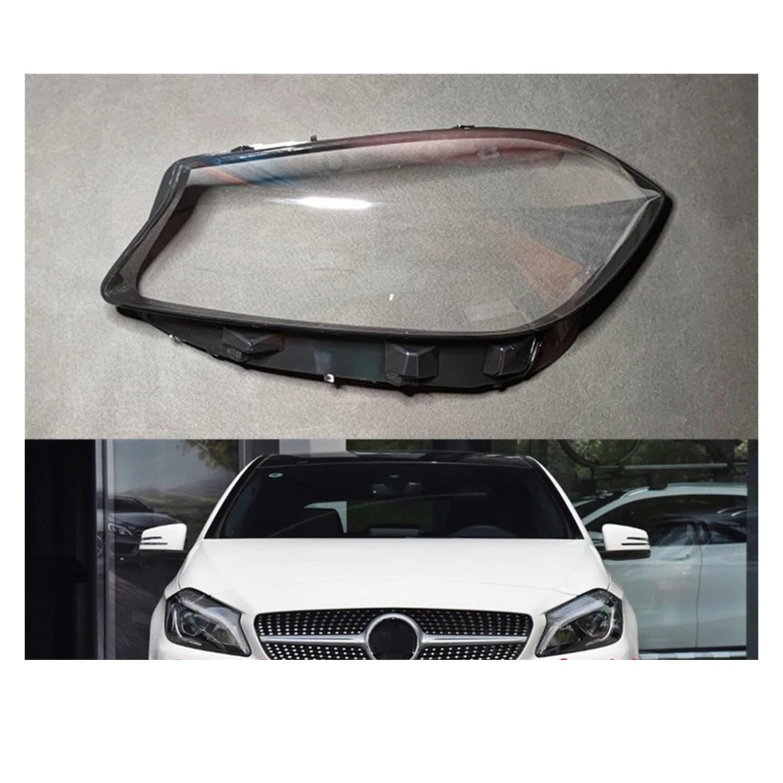 Kompatibel für Benz W176 A-Klasse A180 A200 A260 A45 AMG 2017–2018 Lampenschirme Scheinwerferlinsenabdeckung Scheinwerferschale Glaslampenschale(Left and Right 1 Pcs) von LJBaab