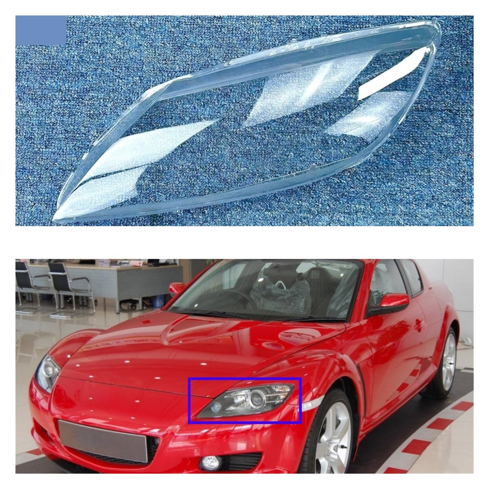 Kompatibel für Mazda RX8 RX-8 2001 bis 2010 Autozubehörprodukte Transparentes PC-Material Scheinwerferlampenobjektiv(1pcs Left and Right) von LJBaab