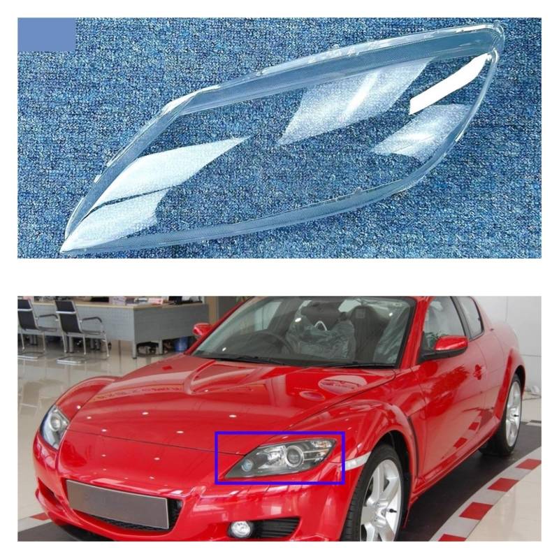 Kompatibel für Mazda RX8 RX-8 2001 bis 2010 Autozubehörprodukte Transparentes PC-Material Scheinwerferlampenobjektiv(1pcs Left and Right) von LJBaab