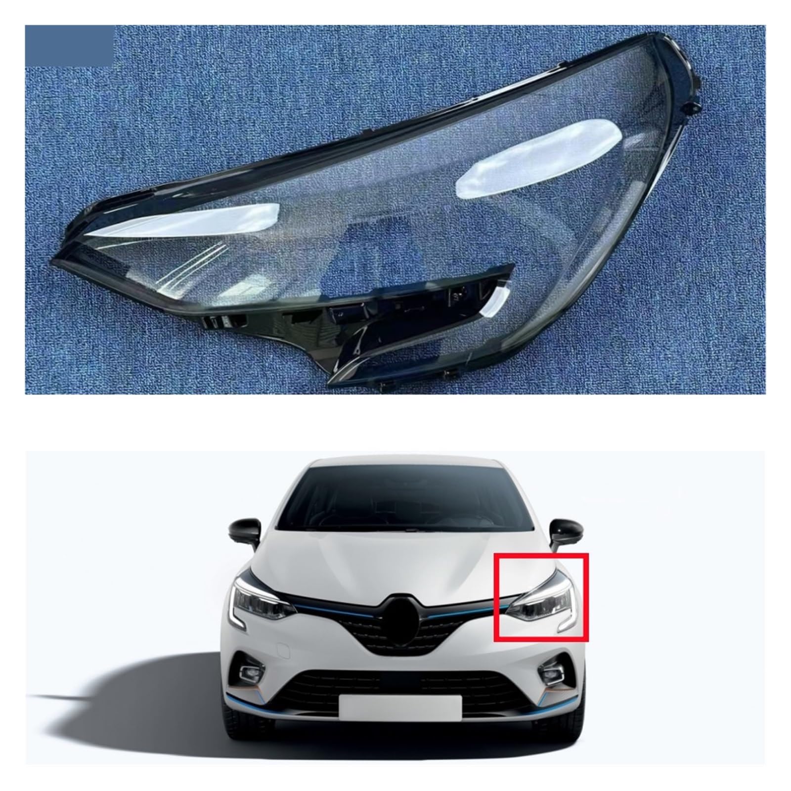 Kompatibel für Renault Clio 2019 2020 2021 2022 Scheinwerferabdeckung Transparent Lampenschirm Lampenlinse Scheinwerferschale(1pcs Left and Right) von LJBaab