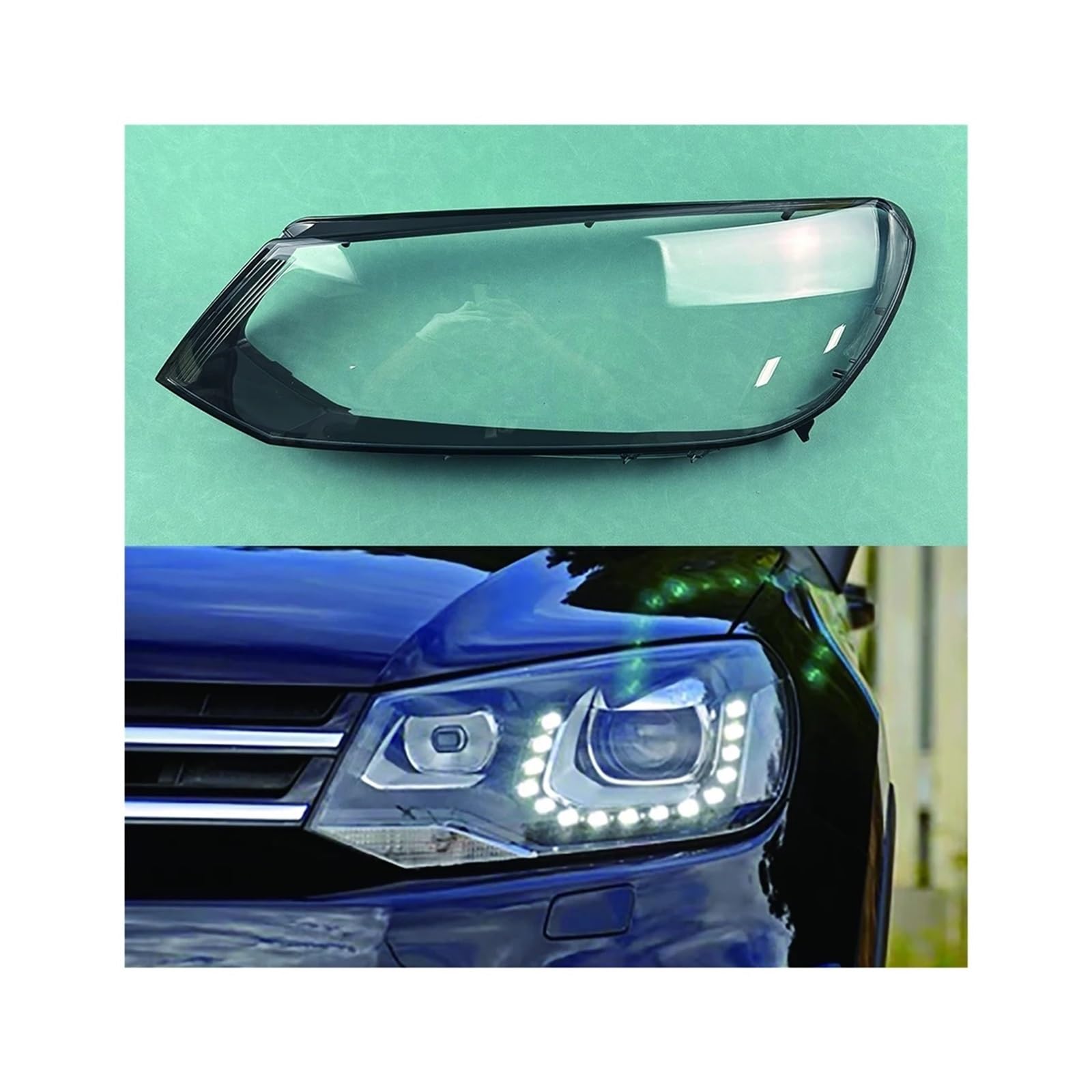 Kompatibel für VW Touareg 2011–2014, Auto-Frontscheinwerferabdeckung, Auto-Scheinwerfer-Lampenschirm, Lampenabdeckung, Scheinwerfer-Lichtglas-Objektivschale(Left) von LJBaab