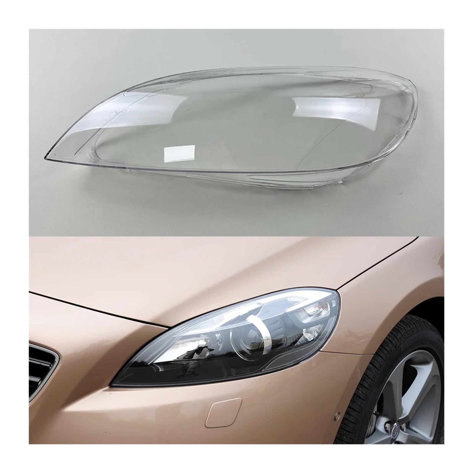 Kompatibel für Volvo V40 2013–2016. Transparente Frontscheinwerfer-Lampenabdeckung. Scheinwerfergehäuselinse ersetzt den Original-Lampenschirm.(1PCS left side) von LJBaab